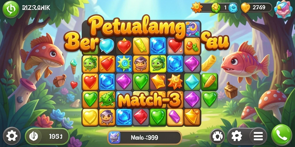 Tampilan menarik dari gameplay Match-3 di 2739.