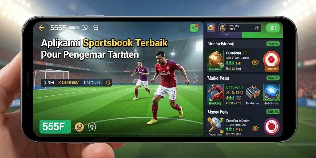 Tampilan dinamis dari aplikasi taruhan Sportsbook 555F.