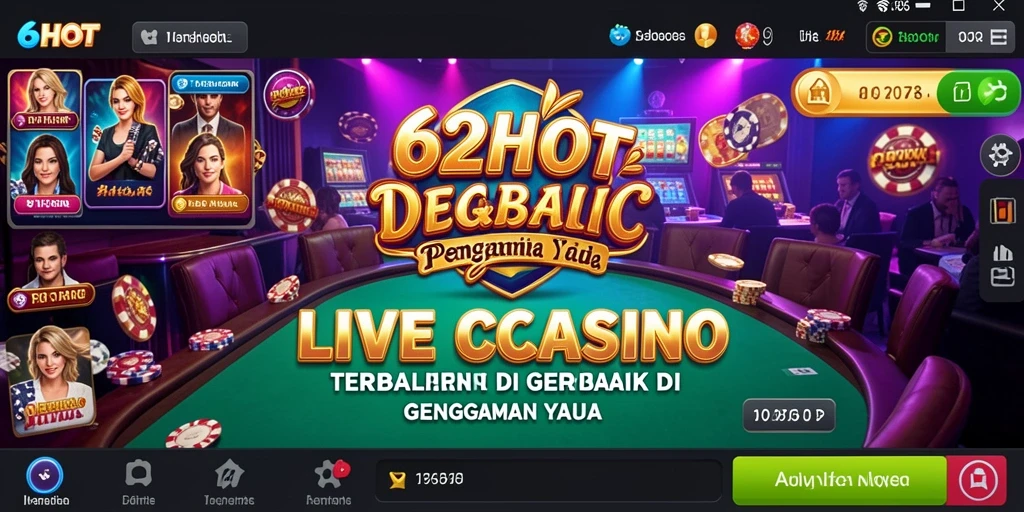 Tampilan gameplay Live Casino di 62HOT dengan dealer langsung.