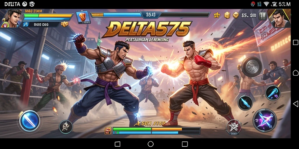 Screenshot DELTA575 menampilkan aksi pertarungan yang mendebarkan.