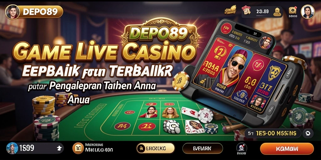 Screenshot DEPO89 menampilkan dealer live dalam permainan kasino yang interaktif.