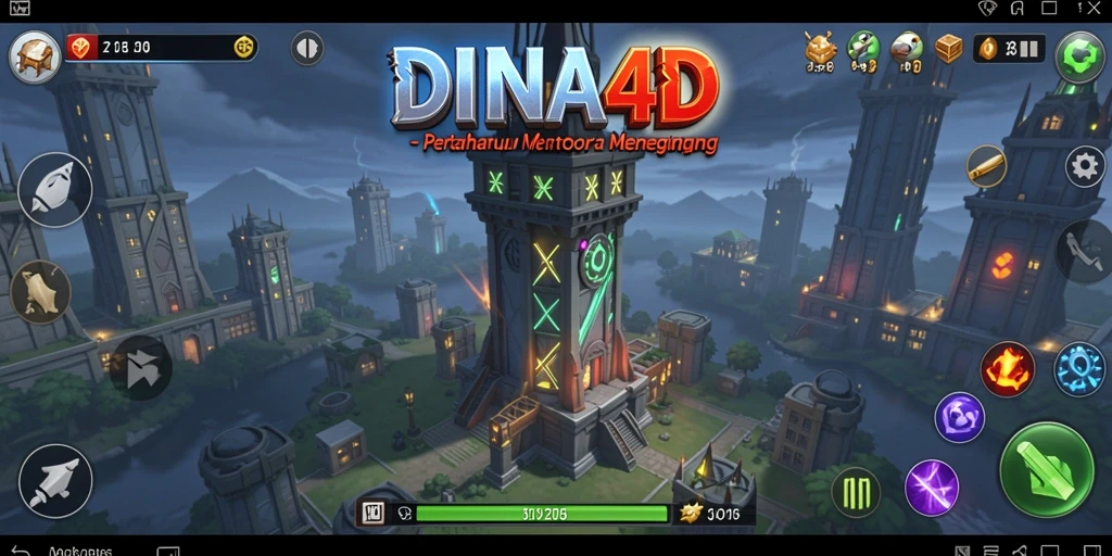 Tangkapan layar utama DIANA4D menampilkan gameplay seru di Tower Defense.