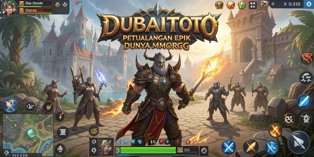 Tangkapan layar dari gameplay DUBAITOTO menampilkan pertempuran epik di dunia fantasi.