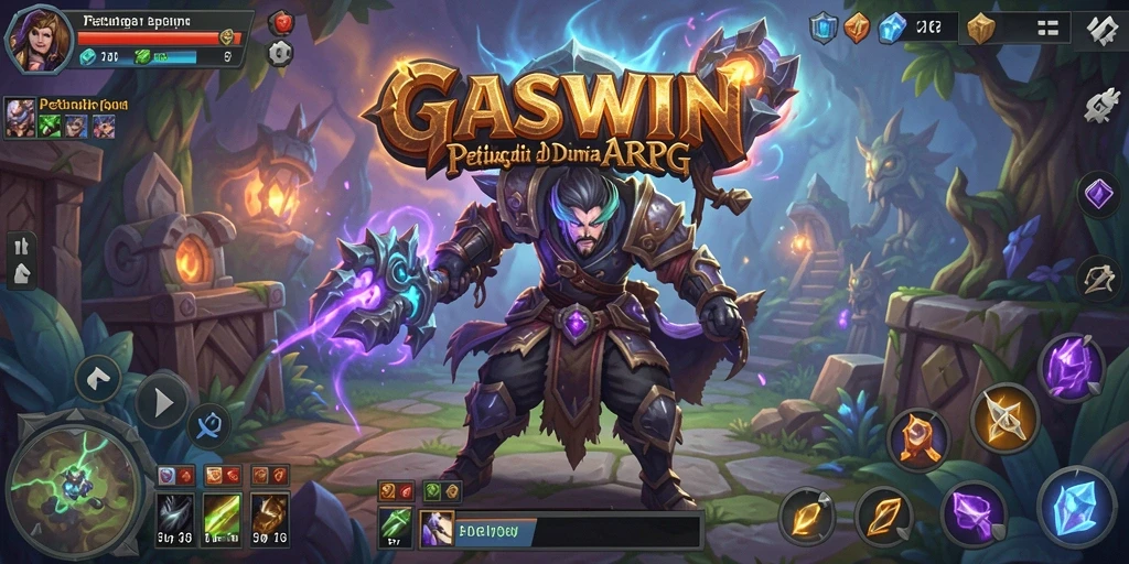 Screenshot GASWIN menampilkan adegan epic pertarungan ARPG yang mendebarkan.