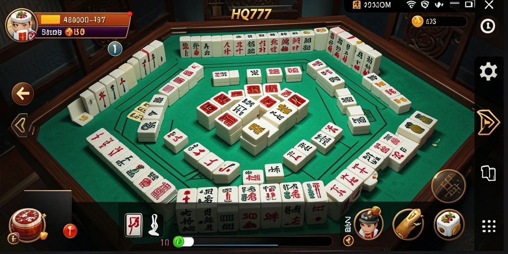 Tampilan gameplay seru HQ777 dengan keseruan Mahjong.
