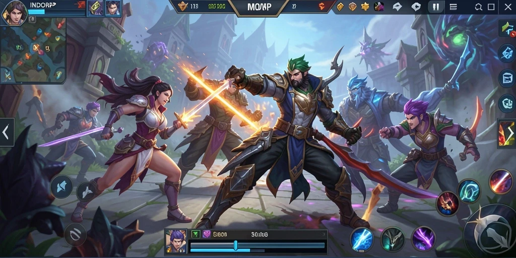 Tampilan gameplay menegangkan di arena MOBA INDORP.