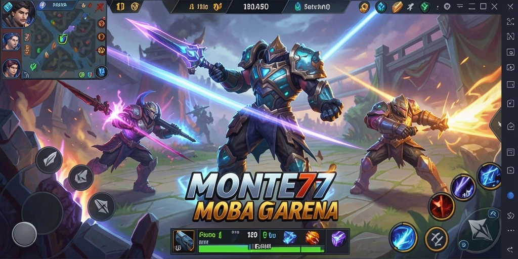 Screenshot gameplay MOBA yang menunjukkan aksi seru di arena.