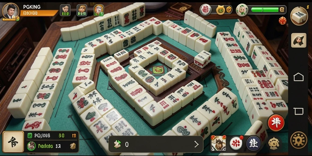 Tangkapan layar utama PGKING menampilkan gameplay Mahjong yang menarik.