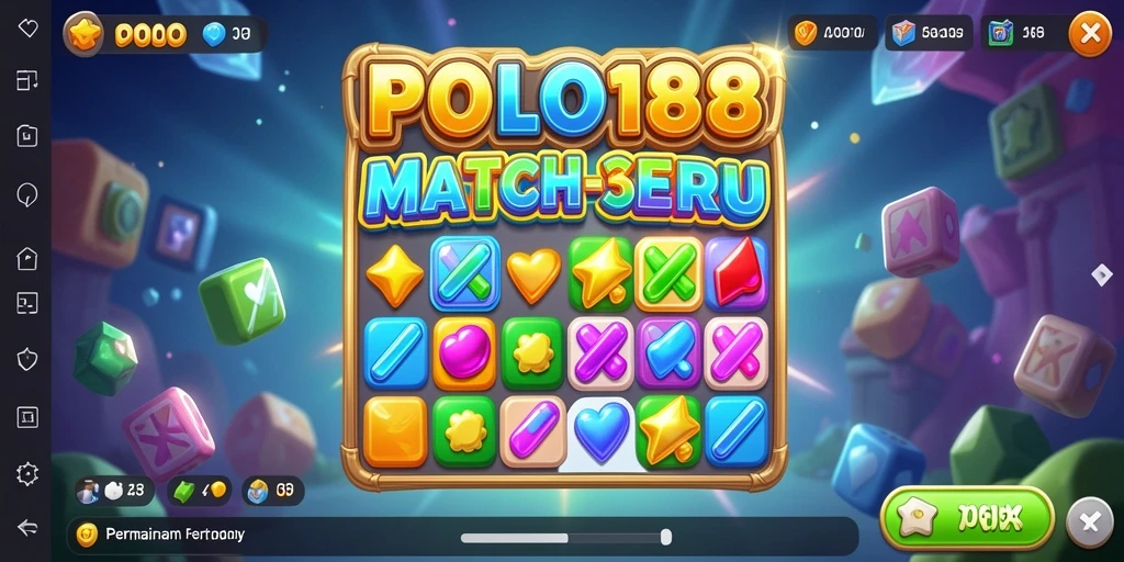 Screenshot utama POLO188 menampilkan gameplay seru dan tantangan Match-3.
