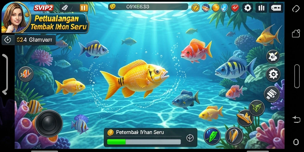 Tampilan gameplay SVIP2 yang menegangkan dan seru saat menembak ikan.