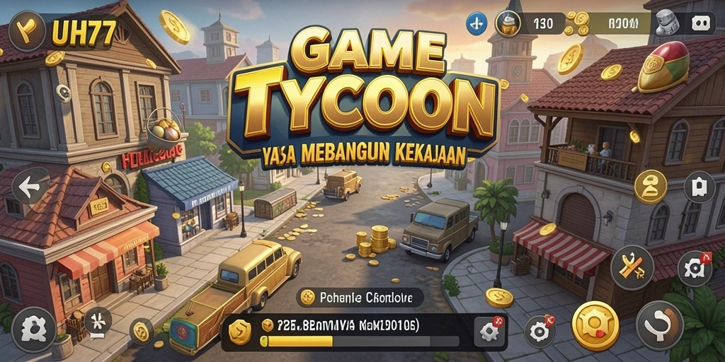 Tampilan gameplay UH77 yang mendebarkan dalam mengelola bisnis.