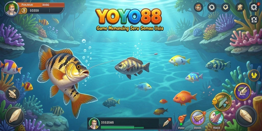 Screenshot gameplay <strong>YOYO88</strong> yang menampilkan aksi memancing yang seru.
